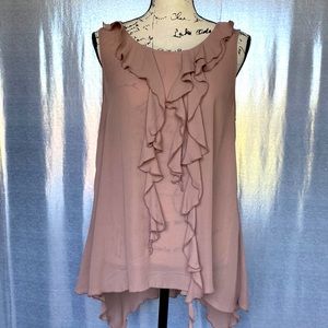 H&M Sleeveless Ruffle Tan Blouse